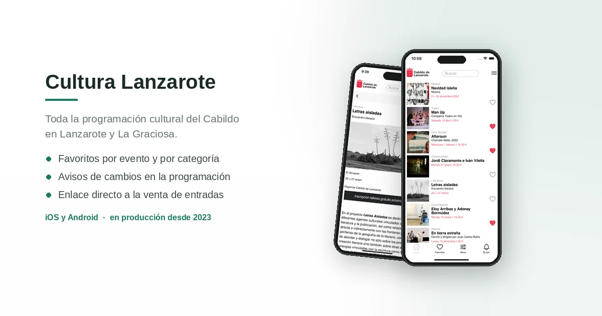 Pantalla de programaci&oacute;n cultural en la app Cultura Lanzarote
