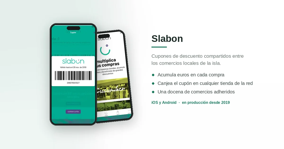 Cupones de descuento en la app Slabon para comercio local de Lanzarote