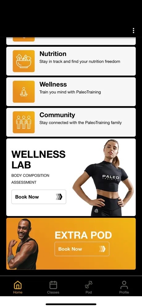 App iPaleo mostrando el entrenamiento del d&iacute;a con temporizador en tiempo real para socios de Studios Paleotraining